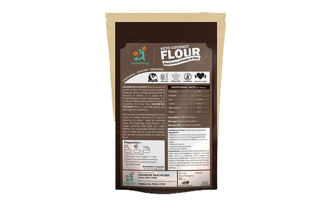 Leanbeing Keto Coconut Flour    Pack  1 kilogram